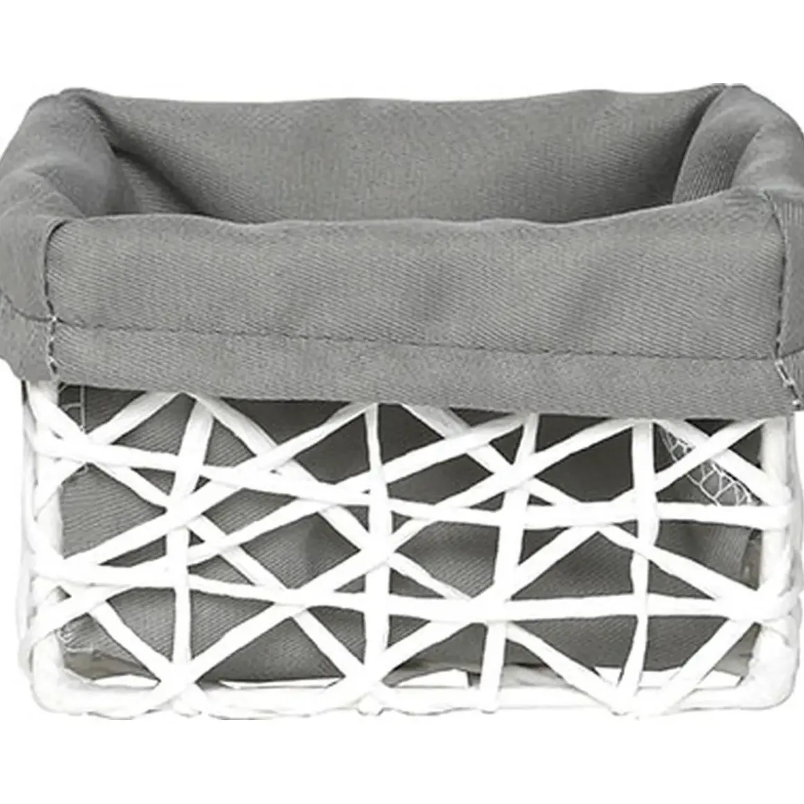 PANIER PM PAPIER BLANC TISSU GRIS