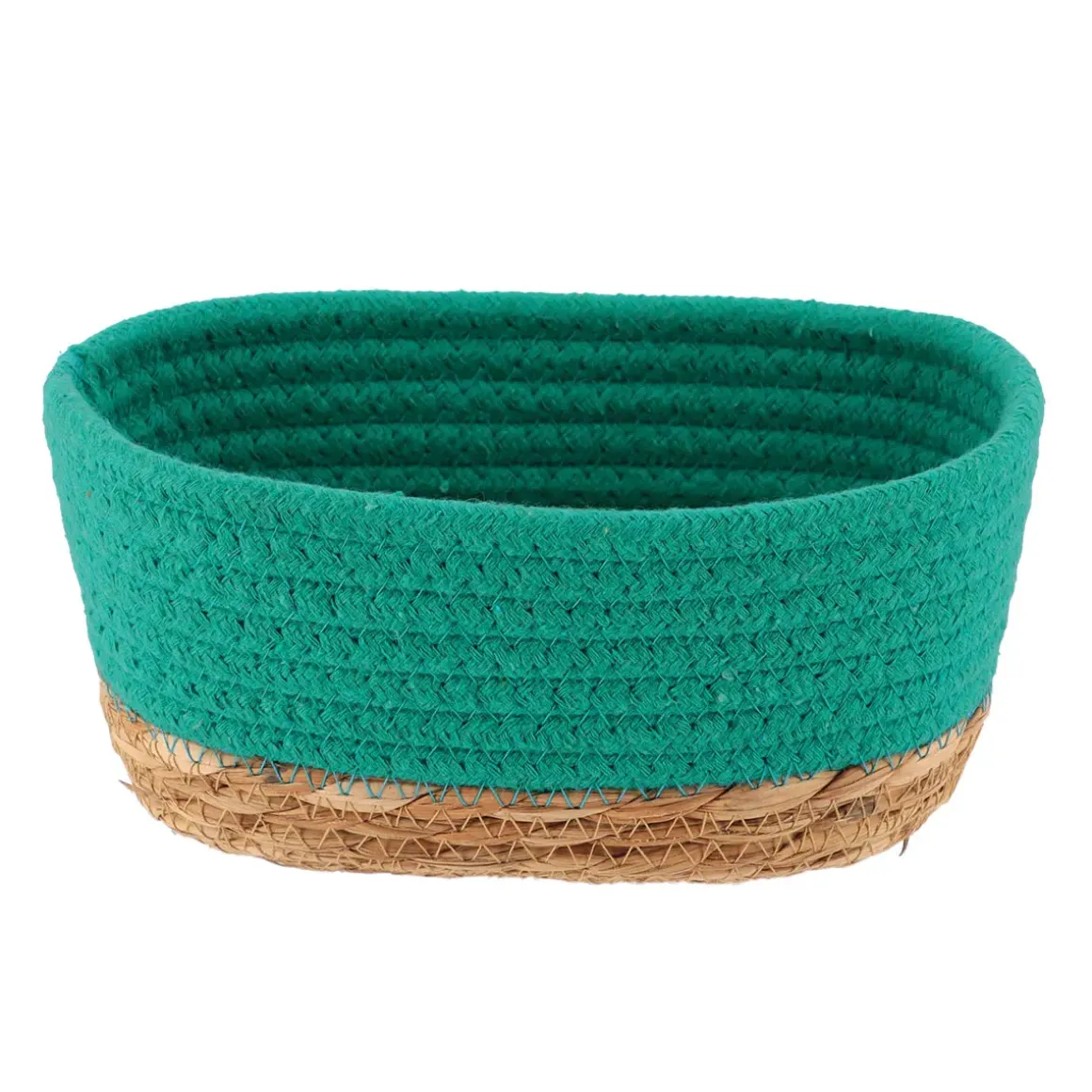 PANIER RECTANGLE COTON VEGETALE 19X11X10CM VERT CARAIBES