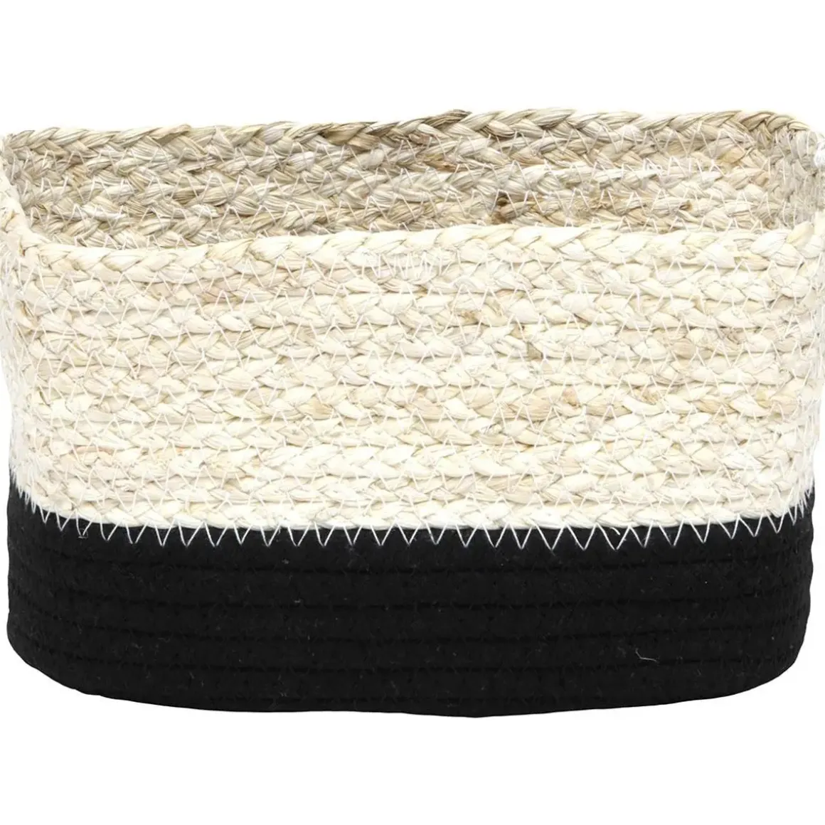 PANIER RECTANGULAIRE MAIS COTON 23X15X13 5CM NATUREL NOIR