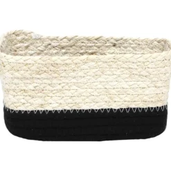 PANIER RECTANGULAIRE MAIS COTON 19X11X10CM NATUREL NOIR