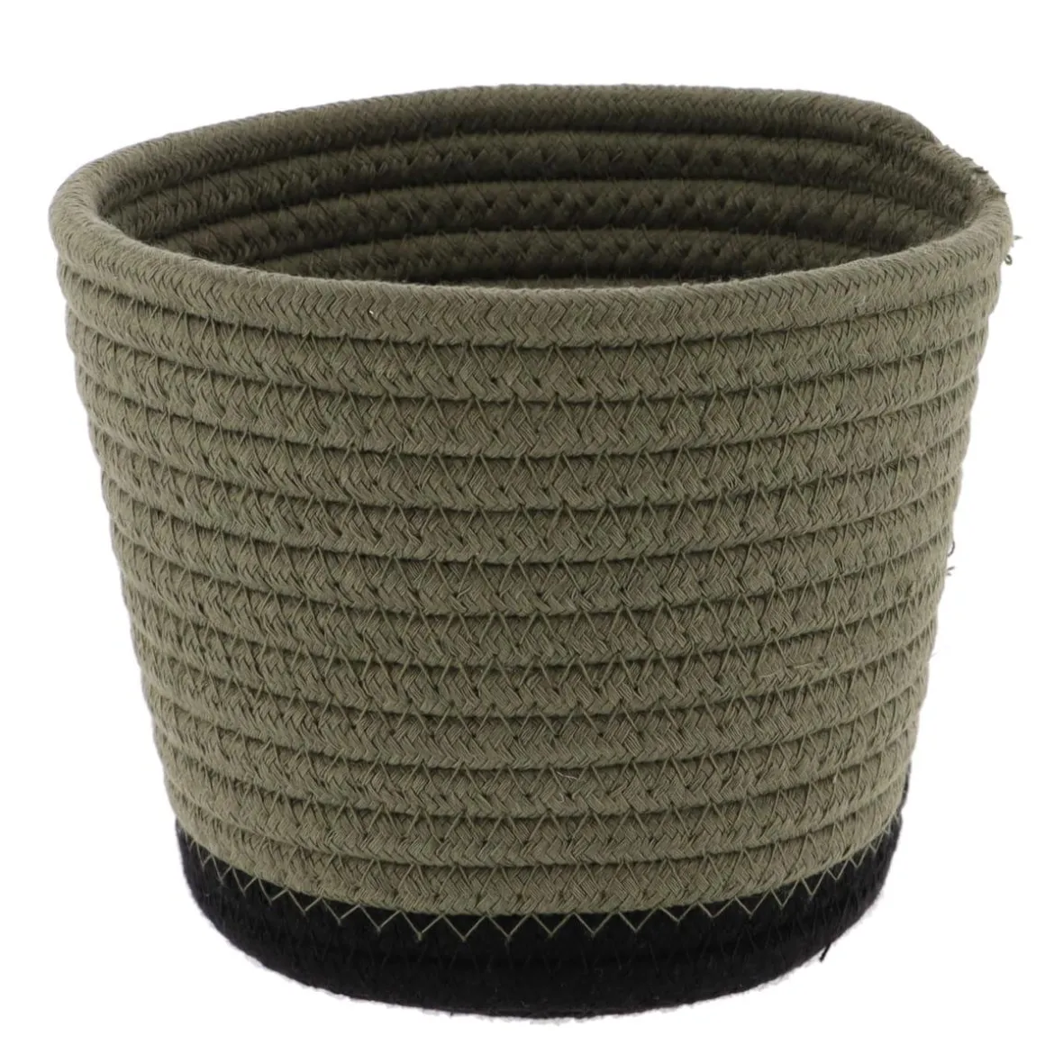 PANIER ROND COTON KAKI NOIR D.15X12CM