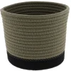 PANIER ROND COTON KAKI NOIR D.19X16CM