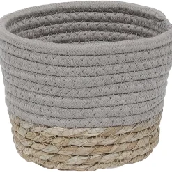 PANIER ROND COTON MATIERE VEGETALE TAUPE NATUREL D.15X12CM
