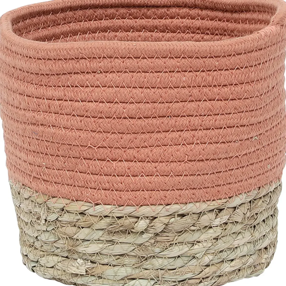 PANIER ROND COTON MATIERE VEGETALE ORANGE NATUREL D.19X16CM