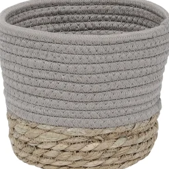 PANIER ROND COTON MATIERE VEGETALE TAUPE NATUREL D.17X14CM
