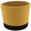 PANIER ROND COTON OCRE NOIR D.19X16CM