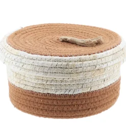 PANIER ROND COUVERCLE COTON MAIS 21X11CM NATUREL MARRON