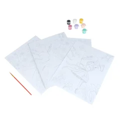 PEINTURE PAR NUMEROS 2 TABLEAUX PRINCESSE FLEURS ET PAPILLON