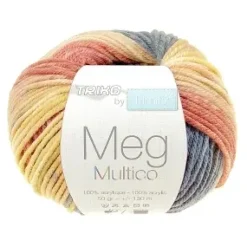 PELOTE DE FIL TRICOT MEG ACRYLIQUE MULTICOLORE 50G