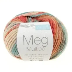 PELOTE DE FIL TRICOT MEG ACRYLIQUE MULTICOLORE 50G