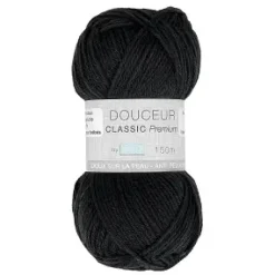 PELOTE FIL TRICOT DOUCEUR CLASSIC 50G NOIR