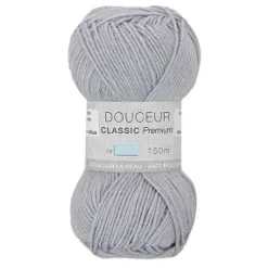 PELOTE FIL TRICOT DOUCEUR CLASSIC 50G GRIS CLAIR