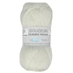 PELOTE FIL TRICOT DOUCEUR CLASSIC 50G BLANC CASSE