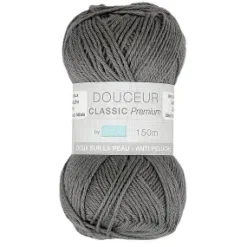 PELOTE FIL TRICOT DOUCEUR CLASSIC 50G GRIS FONCE