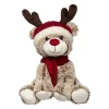 PELUCHE RENNE BRUN BONNET H.35CM
