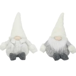 PERE NOEL ET MERE NOEL GRIS BLANC ASSIS H.23CM