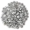 PERLES ACRYLIQUE RONDES ALPHABET ARGENTE 0.7X0.3CM X40G