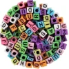 PERLES ACRYLIQUES LETTRES CARREES OPAQUES 0.7 CM X 180 PCS