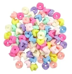 PERLES FANTAISIE ACRYLIQUE COULEURS PASTELS 0.9X0.5CM X45G