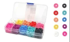 PERLES HEISHI 10 COULEURS VIVES 6X1.2MM X1500 PIECES