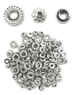 PERLES INTERCALAIRES HEISHI METAL ARGENTE X105 PIECES