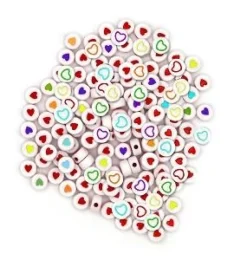 PERLES RONDES COEUR 7MM 2 DESIGNS X40G