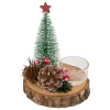 PHOTOPHORE SAPIN POMME DE PIN VERRE D.10X12CM