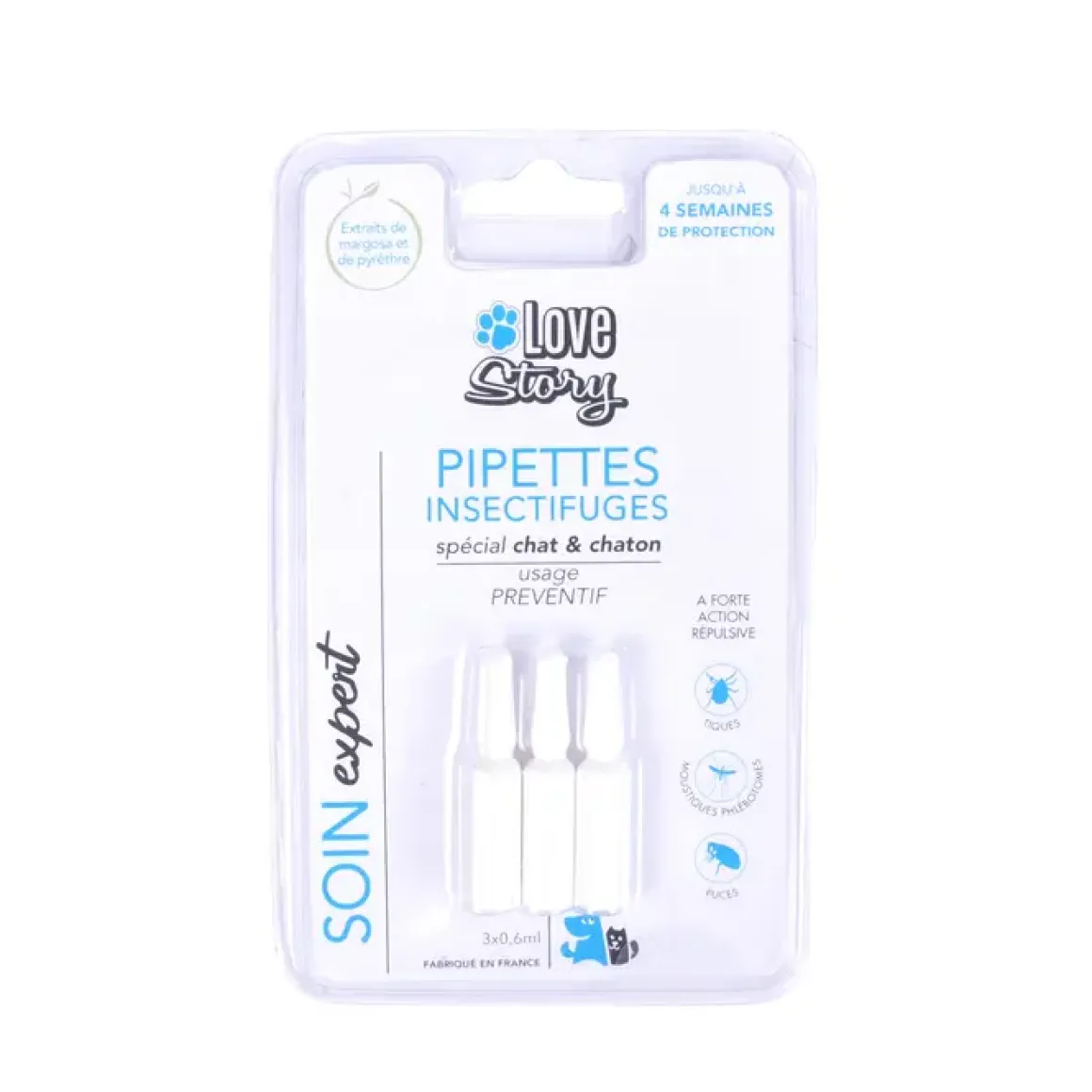 PIPETTES INSECTIFUGES PREVENTIF CHAT CHATONS 3X0.6ML