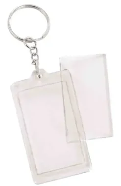PORTE CLEFS RECTANGLE PLEXY 4 X 5.5 CM X 2 PCS