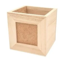 POT A CRAYONS BOIS AVEC CADRE PHOTO 9X9X9CM