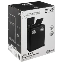 POUBELLE DE TRI A PEDALE ARIANE 2 X 30L METAL NOIR