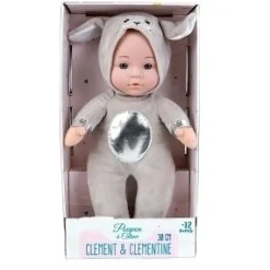 POUPON CORPS EXTRA SOUPLE 30CM PYJAMA GRIS 16.5X10X32CM