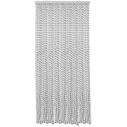 RIDEAU DE PORTE CORDE TRESSEE 90X200CM GRIS ET BLANC