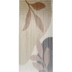 RIDEAU PORTE STICK BAMBOU IMPRIME ABSTRACTION 90X200CM BEIGE