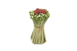 ROSE ET FLEURS SECHEES DANS GERBE ROUGE