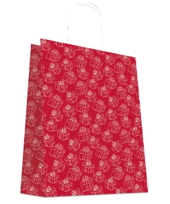 SAC CABAS ROUGE CADEAUX 18X8X23CM