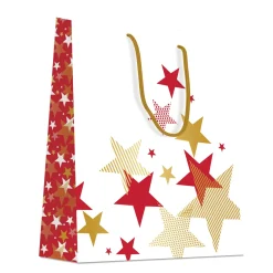 SAC CADEAU ETOILES ROUGE OR GRAND FORMAT