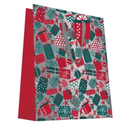 SAC CADEAU NOEL LUTINS ROUGE VERT 26X32CM