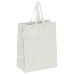 SAC CADEAU PAILLETTE ARGENT D.18X10X23CM