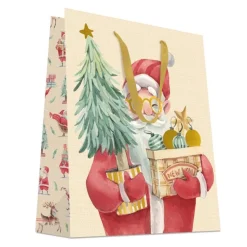 SAC CADEAU PERE NOEL DORE A CHAUD OR 18X23CM