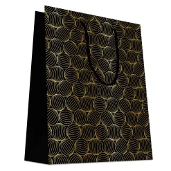 SAC CADEAUX BOULES RAYEES OR 26X32CM