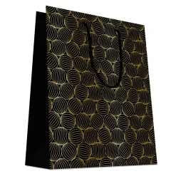 SAC CADEAUX BOULES RAYEES OR 32X40CM