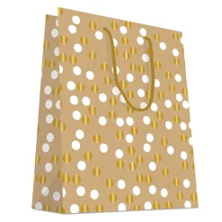 SAC CADEAUX KRAFT DORURE CHAUD POIS OR BLANC 32X40CM