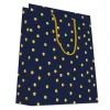 SAC CADEAUX POIS DORE CHAUD OR FOND MARINE 26X32CM