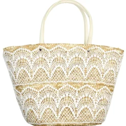 SAC DE PLAGE BLANC ET NATUREL L38XH25CM