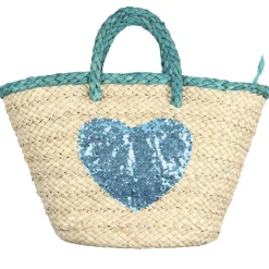 SAC DE PLAGE COEUR BLEU L48XH28CM