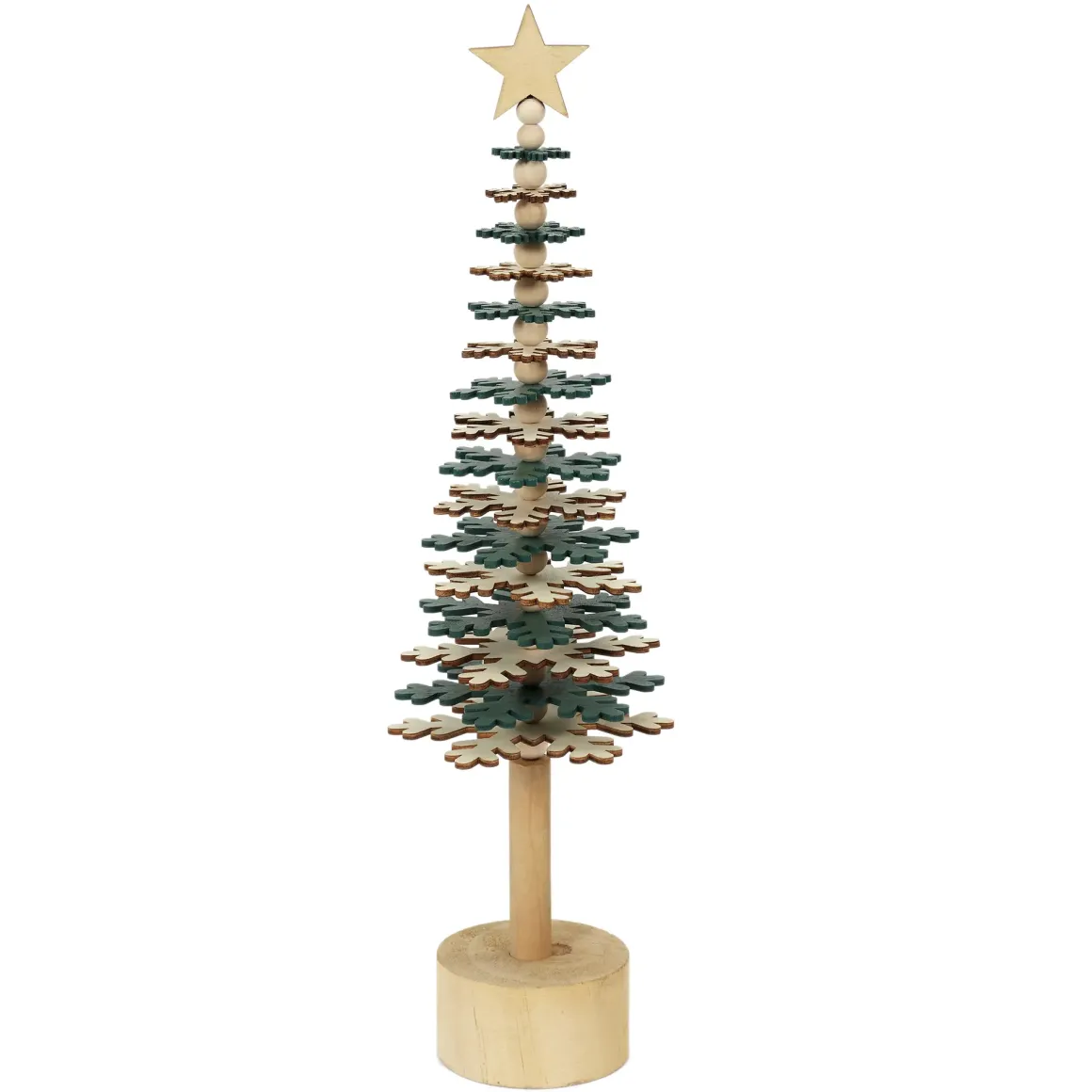 SAPIN DE NOEL ROTATIF VERT BOIS 10X37CM