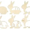 SCENE BOIS CISELE FORME LAPIN DE PAQUES 15X14.4CM