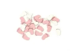 SEMIS DE TABLE PIED BEBE EN BOIS X32 PIECES ROSE