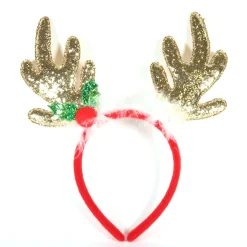 SERRE TETE NOEL CERF ROUGE ET DORE 26X30CM